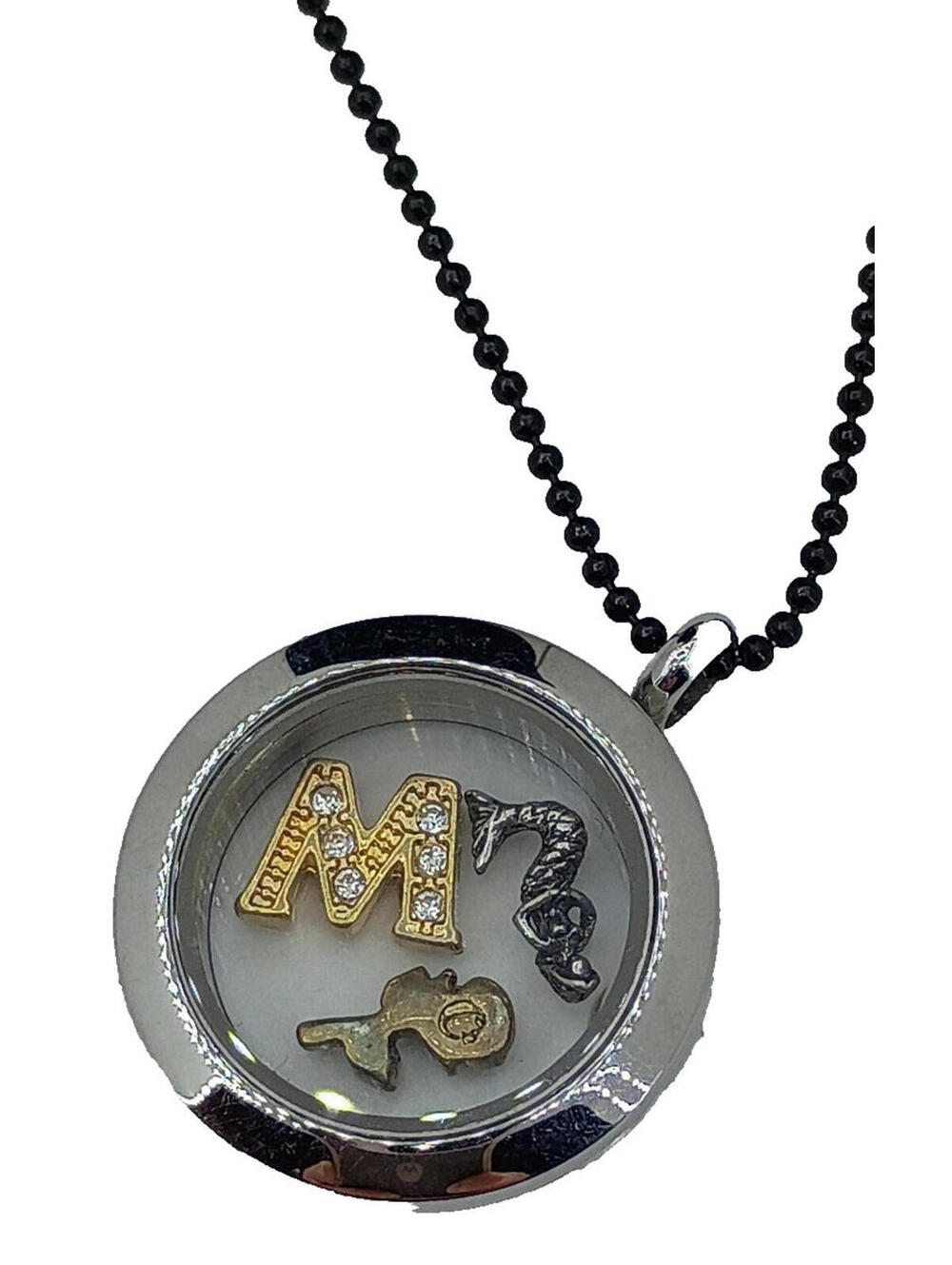 Organic Owl Living Locket Necklace Floating Charms Initial M Mermaid Rose Add To